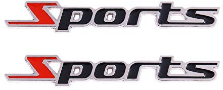 Josenidny 2 Stück schwarz rot Metall Sport Buchstaben Auto Aufkleber Embleme Decor