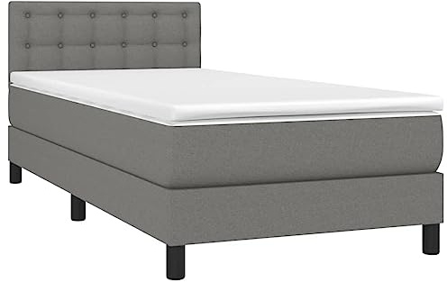vidaXL Boxspringbett mit Matratze Dunkelgrau 100x200 cm Stoff