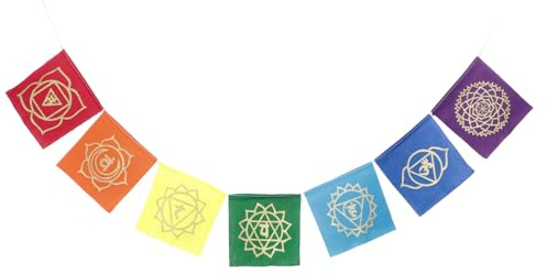 GURU SHOP Chakra-Meditation Wimpelkette, Buddhistische Dekoration - Modell 4, Baumwolle, 11x100 cm