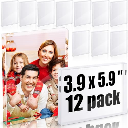 Qunclay 12 Pcs Sublimation Blanks Crystal Sublimation Canvas Blanks Decorative Heat Transfer Photo Frame Crystal Picture Frame for DIY Custom Tabletop Supplies, Rectangle (3.9 x 5.9 x 0.8 Inches)