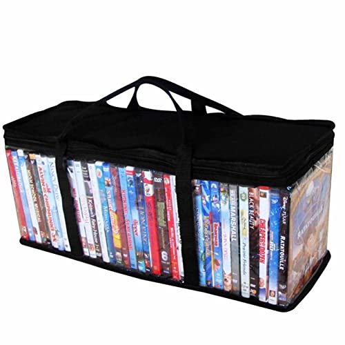 Ziurmut Almacenamiento DVD, Almacenamiento Medios PVC Transparente 24 Pulgadas, Almacenamiento DVD Resistentes Al Agua Soportes PVC Impermeables Gran Capacidad con Asa