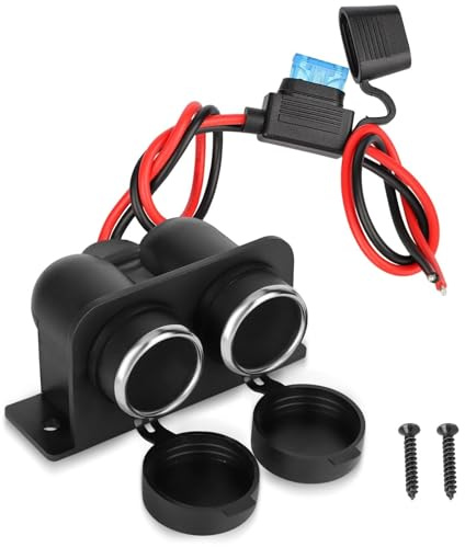 Zigarettenanzünder-Steckdose mit Sicherung, 12V 3.1A Doppel-Steckdosen | Wasserdicht, 120W, Für Wohnmobil Boot Motorrad LKW ATV UTV Van