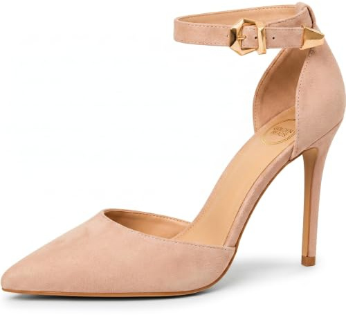 Golden Beads Women’s Ankle Strap Pointed Toe High Heels Party Pumps Court Shoes Stiletto heel Wedding Bridal Shoes