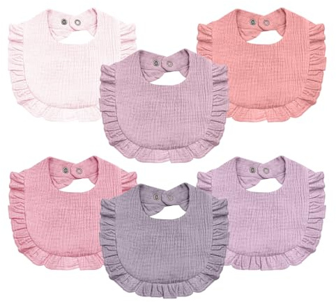 NISXABEBE Baby Muslin Bibs,6 Pcs Drool Bandana Bibs for Baby Girl Drooling and Teething,Soft and Absorbent Cotton for Newborn Toddler