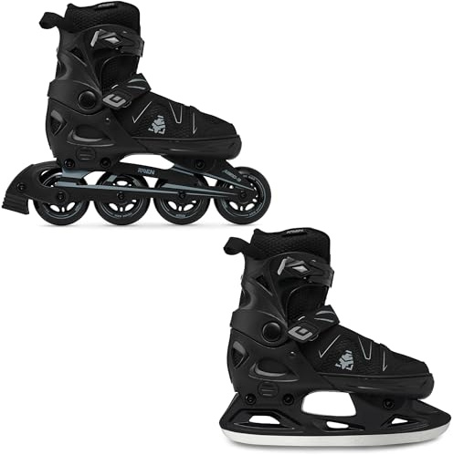 Pattini in linea Inliner Raven Pulse regolabili come pattini in linea 2in1/PRO Black con lame da hockey su ghiaccio (PRO Black con lame da hockey su ghiaccio, 43-46)