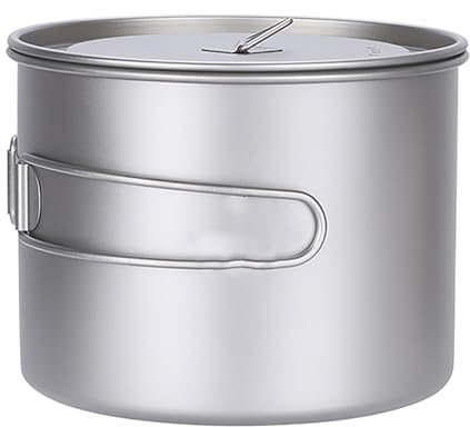 FAIRE Pentole Campeggio in Titanio, Gavetta Campeggio con Manico e Coperchio Pieghevoli, Accessori Campeggio per Escursioni, Viaggi e Picnic (Size : 900ML)