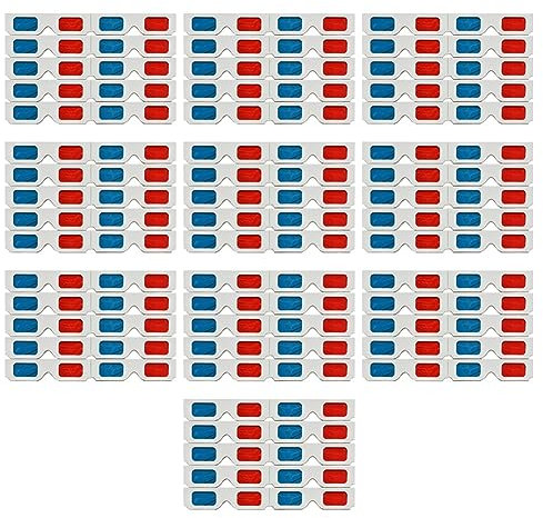 Fegtrty Lot de 100 paires de verres stéréo en papier rouge et bleu pour lunettes 3D en papier anglyphe