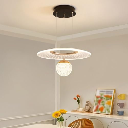 Wylolik 30 W kreativer Kronleuchter, Moderne dimmbare Pendelleuchte, 38 cm Kreis-Hängelampe, minimalistische LED-Hängelampe, 150 cm, verstellbare Hängebeleuchtung für Schlafzimmer, Wohnzimmer