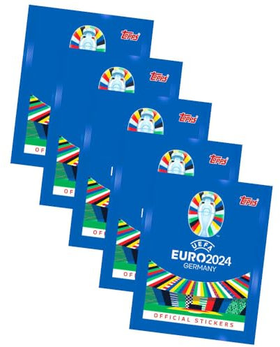 Topps UEFA EURO 2024 Sticker - Fußball EM Sammelsticker - 5 Tüten