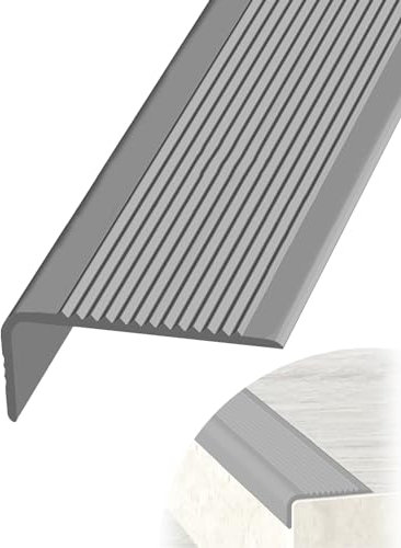 PVC Kunststoff Antirutsch Treppenkantenprofil, Rutschfester Treppenkantenstreifen, Treppenkantenstreifen, Anti-Rutsch Klebeband, für Treppenstufen Und Schwimmbadrand ( Color : Grey , Size : 6.35m/250i