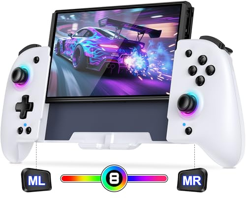 Ergonomischer Bluetooth-Controller für Switch/Switch OLED, Switch Pro Controller für Nintendo mit Makroprogrammierung und RGB Lichteffekten,2-in-1 Ladekabel Typ C Wireless Controllers