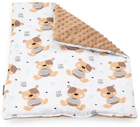 PinkZebra Couverture Double Face pour lit de poupée - Couverture Douce pour poupée de 28 à 48 cm - Douce et réversible - Motif Ourson Mignon