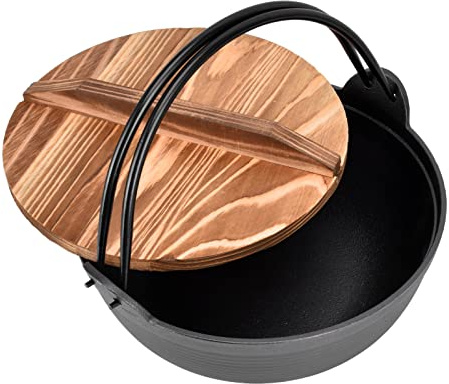 Leapiture Pentola Sukiyaki da 9 8 pollici Pentola Tetsu Nabe Pentola in ghisa giapponese Pentola Sukiyaki multifunzione per cuochi domestici Chef professionisti Appassionati di