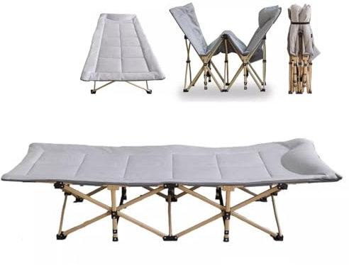 Reisebett Erwachsene Klappbar mit Matratze 1800D Eisseidenstoff, Campingbett Klappbar mit Seitentaschen, Tragfähigkeit 250 kg