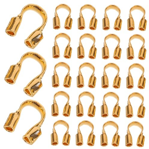 JEWEDECO Drahtschutz Für Schmuck U-förmig 100 Stück Kupfer Zubehör Für Selbstgemacht Schmuckherstellung Fadenschutz Für Armbänder Und Halsketten Metallischer Kabelschutz Für