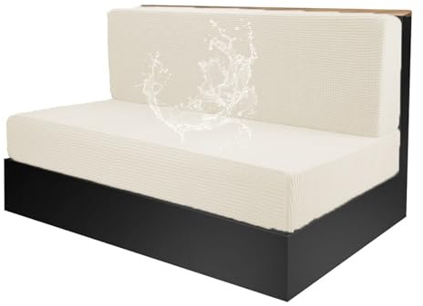 HAMON Fodere per Cuscini per Camper, Cuscini per Dinette per Camper Tessuto Elasticizzato Comfort Copridivano per Camper tra cui 1 Federa per Schienale e 1 Rivestimento per Panca Beige