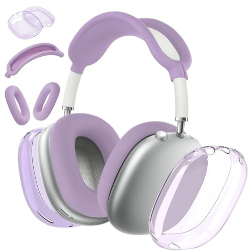 Silicone Case for Airpods Max Headphones - 3-in-1 Anti-Scratch Protector for Ear Pads, Ear Cups, and Headband (TPU Purple)
