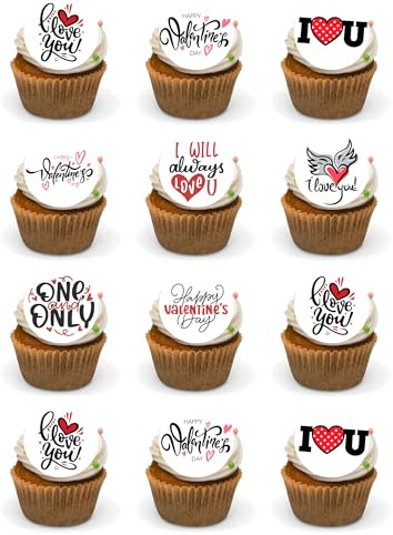 24 x PRECUT Edible Valentines Day Cupcake Fairy Cake Wafer Decoration Toppers