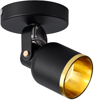 Aisilan LED Deckenstrahler 1 Flammig Schwarz Dimmbar 7W, Schwenkbar 340° & 90° Neigbar, Deckenspot Deckenleuchte Wandstrahler Innen 3000K warmweiß Spotleuchte aus Aluminium für Wohnzimmer Küche Flur