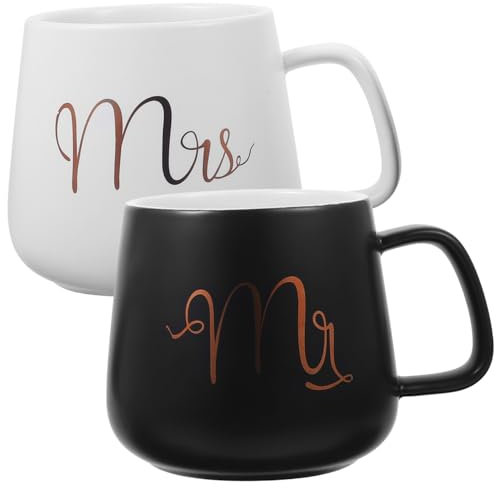 KOCKSHION 2pezzi Tazza Ceramica Per Anniversario Di Matrimonio Da Design Elegante Per Per Sposa e Sposo Perfetta Per Casa e Ufficio