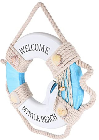 PRETYZOOM Holz Rettungsring Wanddekoration Nautisch Ozean Stil Befestigung mit Seil Hängedeko Wohnaccessoire Rettungsring-wanddeko Rettungsboje