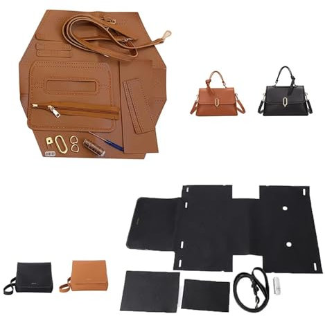 Leder Tasche machen Kit Frauen Schulter Handtasche Einfache Herstellung Handgemachte DIY PU Leder Tasche Stricken Set Material Zubehör for Hand Nähen Tasche Für die Herstellung von Taschen, Handtasche