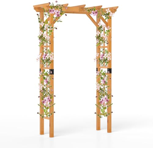 COSTWAY Arco da Giardino in Legno, Pergola da Esterno per Piante Rampicanti, Pergolato per Matrimonio e Feste, da Giardino, Patio e Cortile (Modello 1)
