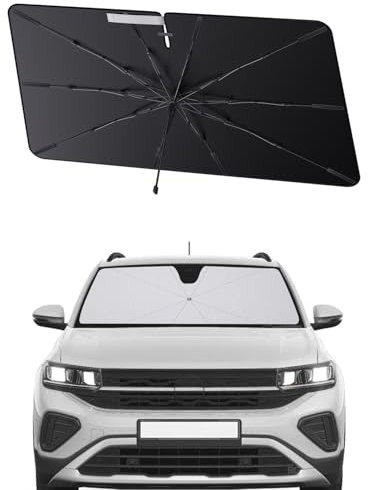 SHAOHAO Compatible con VW T-Cross/VW Taigo 2019-2025 Parasol Coche Delantero Protector Solar Parasol Paraguas Coche Resiste a los Rayos UV Plegable VW t Cross Accesorios
