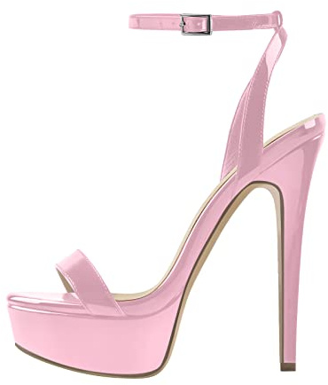 blingqueen Damen Fetische High Heels Slingback Sandaletten Plateau Sandalen Hoher Pennyabsatz Sommerschuhe Lack Rosa 39 EU