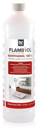 Höfer Chemie FLAMBIOL® Bioéthanol 90 x 1 L Ultra Pur 100% - Combustible Écologique pour Cheminées de Table et Poêles en Acier Inoxydable, Combustion Propre et Inodore