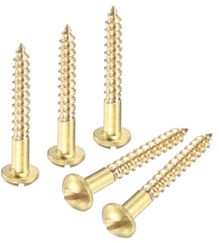 M METERXITY 20-Pack Wood Screws, M3 x 22mm Brass Slotted Round Head Self-Tapping Screw Indoor Fasteners for Woodworking/Furniture Repair/Industry/Gardening/DIY Crafts Decorative Screws