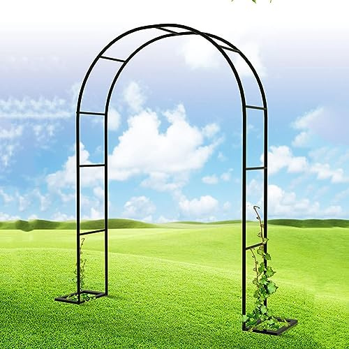 Arche de jardin en fer forgé – 120 cm à 350 cm de large, arches de roses pour mariages, treillis support de plantes, noir, 2,4 m de large x 2,2 m de haut, parfait pour les vignes et les plantes