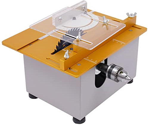 Mini Tischkreissäge mit 4 Klingen, Einstellbarer Präzisions Table Saw für die Bearbeitung von Holz, Achat, Kieselsteinen, Kristallen usw.