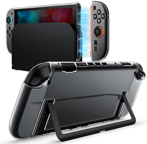 JETech Coque Dockable pour Nintendo Switch 2, Transparente | Étui Housse à Prise en TPU Souple pour Joy-Con Détachables, Dos de Protection en PC, Anti-Rayures