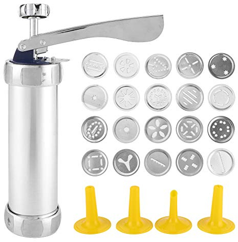 Tnfeeon Precise Cookies Press Maker Kit Books Maker Press Automat Backware for DIY Baking Kitchen Accessories, 20 Cookies Shape 4 Nozzles