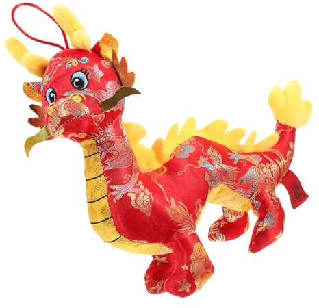 Cabilock Poupée Dragon en Peluche Réaliste pour Garçon et Filles en Coton PP et Tissu Soie, Décoration Nouvel an Chinois Maison, Jouet Doux et Dragon
