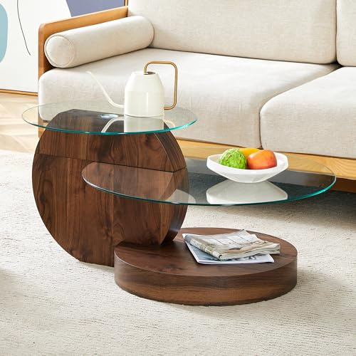 Table basse moderne et minimaliste en verre trempé, design multicouche, matériau MDF de haute qualité comme support, une variété de choix de couleurs.