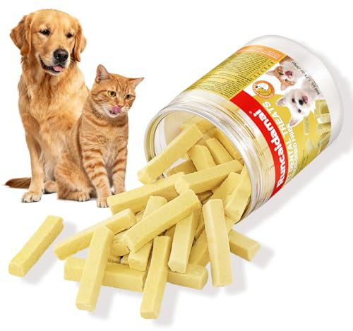 Snack Masticativi Dentali per Cani e Gatti - Bastoncini Liofilizzati con Formula Pollo, Uova e Latte - Controllo Tartaro e Alito Fresco 55g