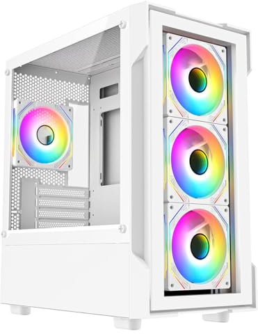 Gaming PC Tower – Intel Core i5, RTX3050 6GB, 16GB RAM, Dual Storage (128GB SSD + 1TB HDD), Windows 11 Pro, 1-Year Warranty – Complete Gaming PC Set for Home & Office, Neo White
