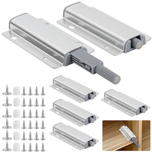 6 Stück Drucktüröffner, Drucktüröffner Push to Open Türöffner mit 24 Stück Schrauben,Push Open Magnet Tip On für Türen Möbel Schubladen Drucköffner Schranktür,Drucktüröffner Druckschnapper