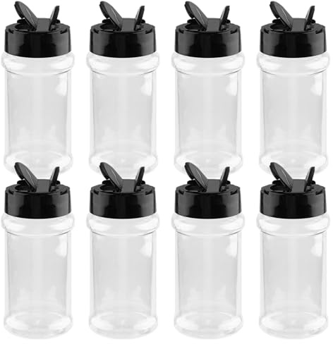 8 Stück Gewürzflaschen, 2, 7 oz, transparente Gewürzstreuer aus Kunststoff mit Löchern und Deckel, nachfüllbare leere Gewürzbehälter, Flasche zur Aufbewahrung von Gewürzen, Salz, Kräutern, Gewürzb