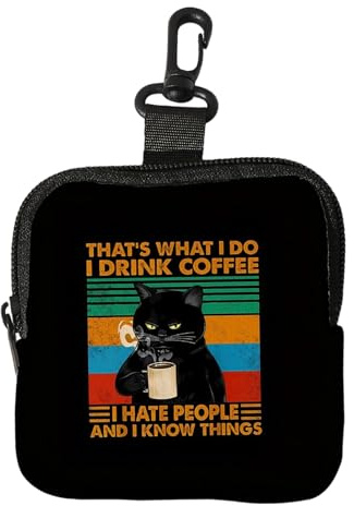 Portafoglio con gatto, borsa portatile per bevande e caffè, graziosa borsa portamonete portatile, per passeggiate, stile di vita, campeggio, pendolarismo, uso quotidiano, escursioni, viaggi, festival