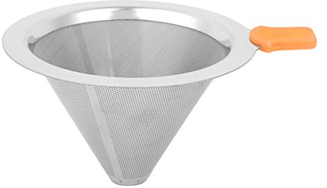 Restokki Filtre anti-goutte pour cafetière double couche en acier inoxydable réutilisable Design moderne et élégant Vert Orange Taille 6 x 10 cm pour 1 à 2 personnes