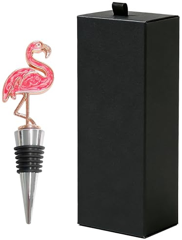 Flamingo Geschenk Flaschenstopfen mit Geschenkbox für Wein und Sekt | Weinflaschenverschluss mit Flamingo-Motiv, dekorativ für Wein- und Sektflaschen; in einer Geschenkbox verpackt.