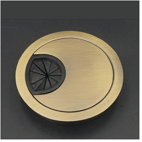Zinc Alloy Cable Grommet, 50/53/60/80mm Round Wire Hole Cover & Outlet Port for PC Computer Desk, 1 Piece Durable Metal Line Holder(Antique Brass,80mm)