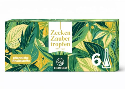 Tiertreu Zeckenzauber Spot On Natürlicher unterstützender Zeckenschutz [6 × Pipetten] - Für Katzen Ab 3 Monate Geeignet - Repellent Gegen Zecken, Flöhe, Läuse und Mücken - Sofortige Wirkung