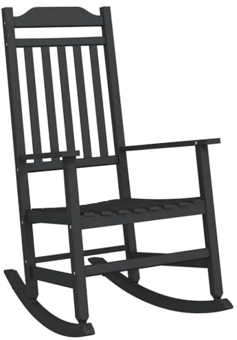 QJBSAVVA Mecedora negra 84 x 65 x 114 cm – Moderna silla de jardín de resina para terraza y balcón – Sillón balancín ergonómico con reposabrazos soporta hasta 110 kg