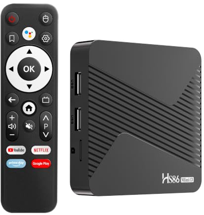Boîtier TV Android 14.0 avec 2.4/5GHz WiFi 10/100M Ethernet BT5.4 8K H.265