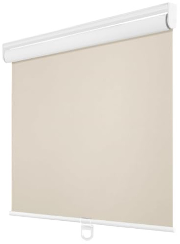Estor Enrollable Opaco Sin Cordón,Persianas con Resorte para Ventanas,Cortinas de Tela de Poliéster,Aislamiento Térmico,para Hogar y Oficina,Fáciles de Instalar,Personalizadas (Beige)