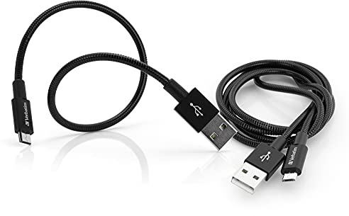 Verbatim Lightning Cable de carga USB - Pack de 2 negro, 100cm y 30cm - cargador para modelos de iPhone robusto y resistente a quiebres - cable Lightning - cargador USB - cable de carga para móvil